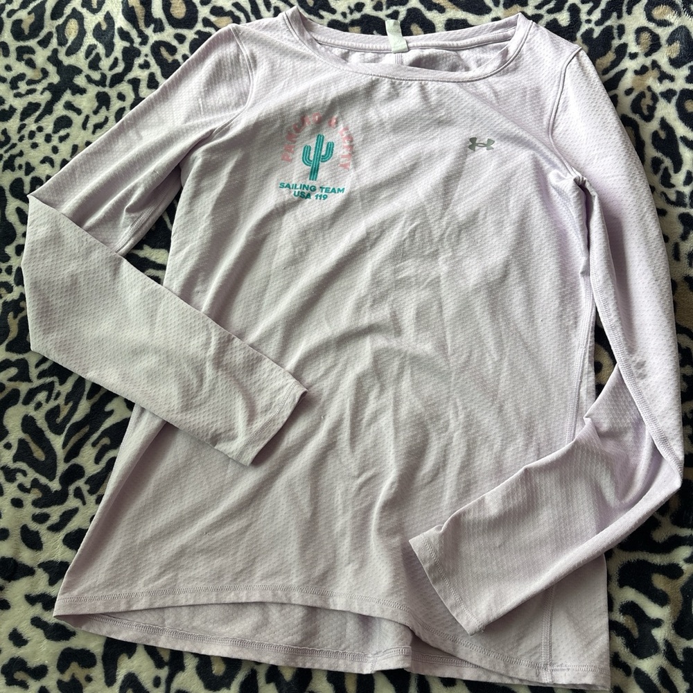 Under Armour Lilac Long Sleeve Performance Top with Cactus Graphic